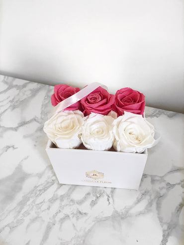BOX OF 6 ROSES IN A WHITE BOX